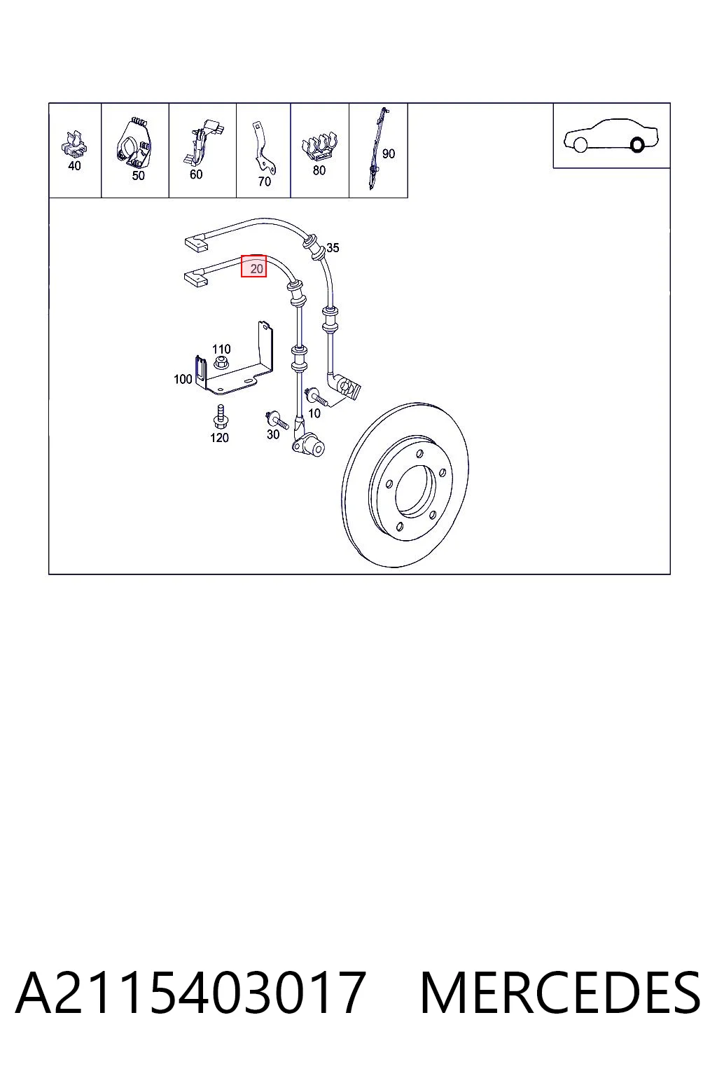 A2115403017 Mercedes Датчик АБС (ABS) задній
