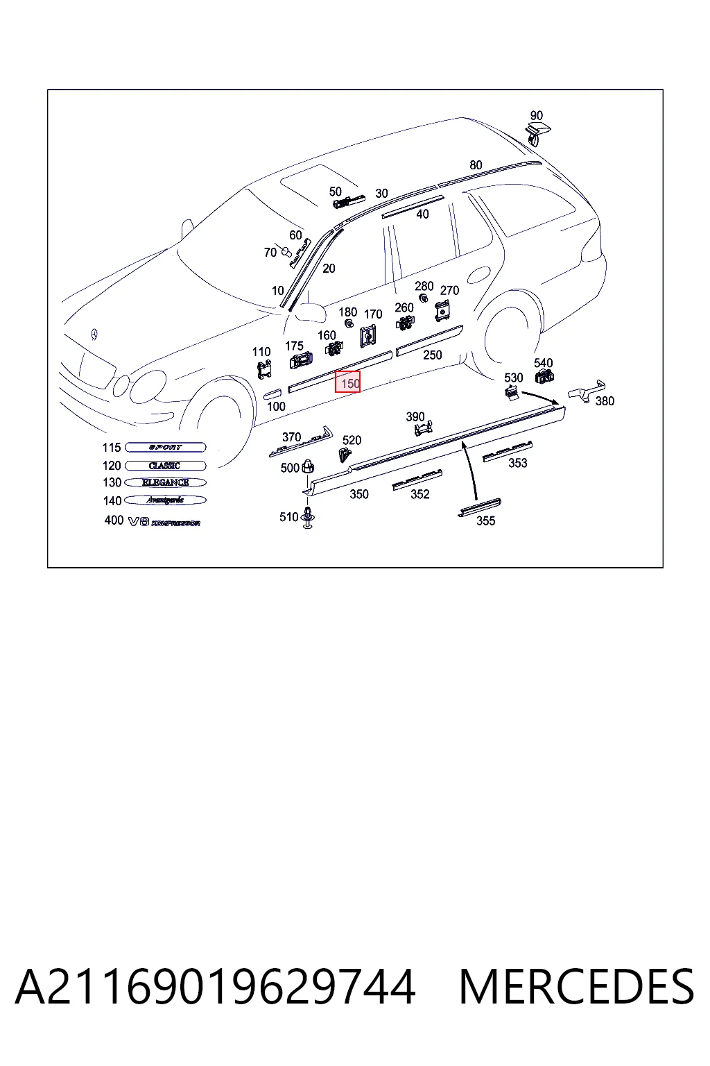 Купити A21169019629775 Mercedes 