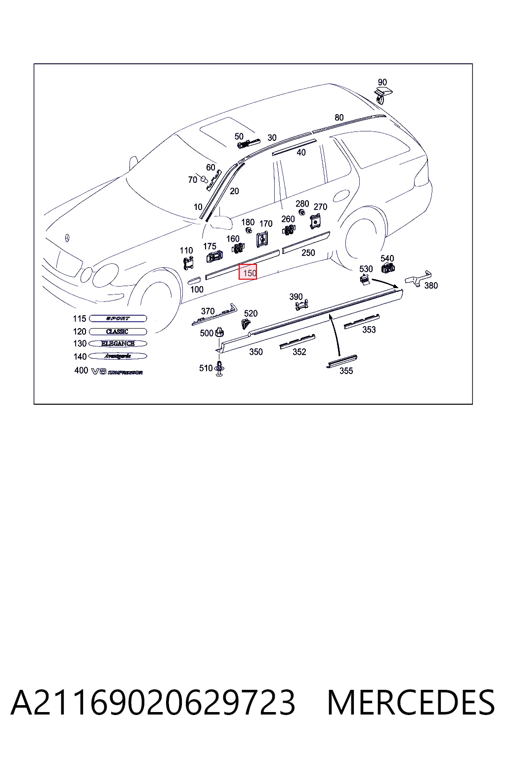  Mercedes A21169020629960 ціна, від 19.00 USD