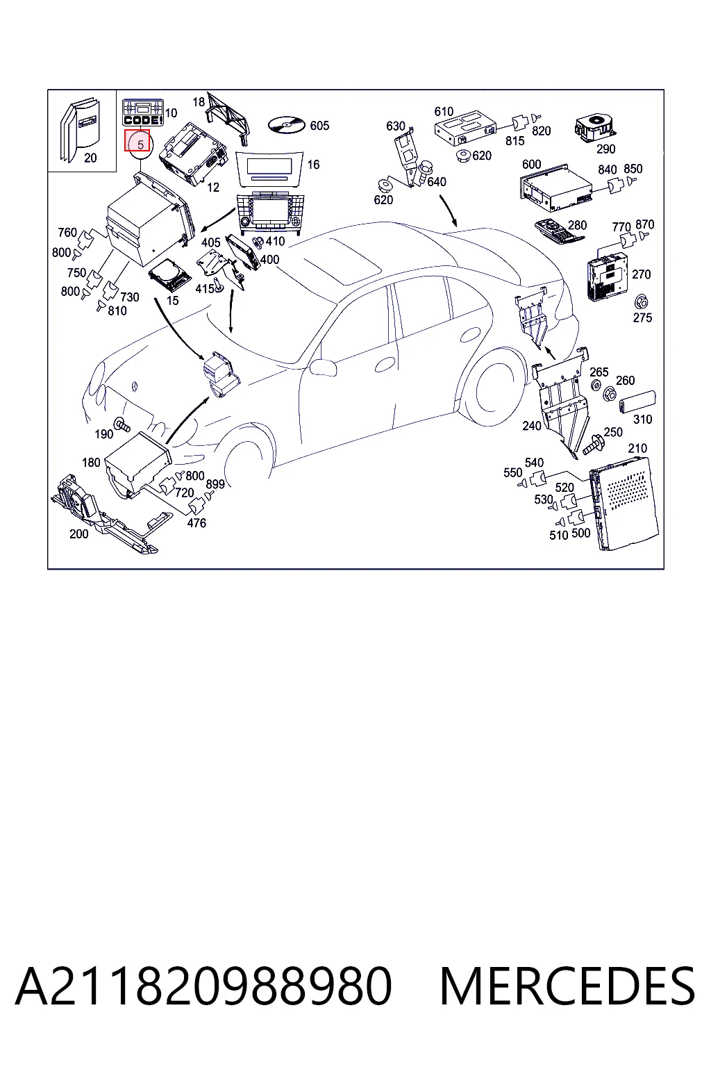 Магнітола (радіо AM/FM) Mercedes E седан (W211) (2002 - 2008) ціна, від 36.81 USD