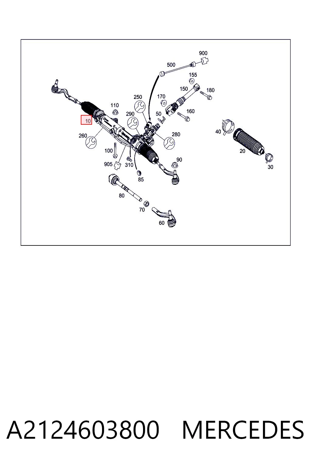 A2124603800 Mercedes Рейковий рульовий механізм