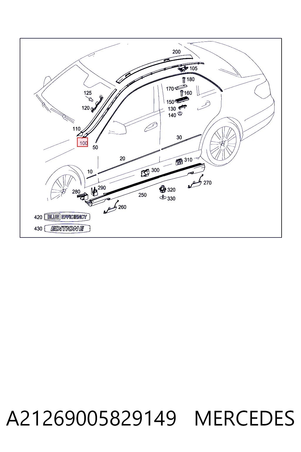 Купити A21269005829775 Mercedes Молдинг даху, лівий