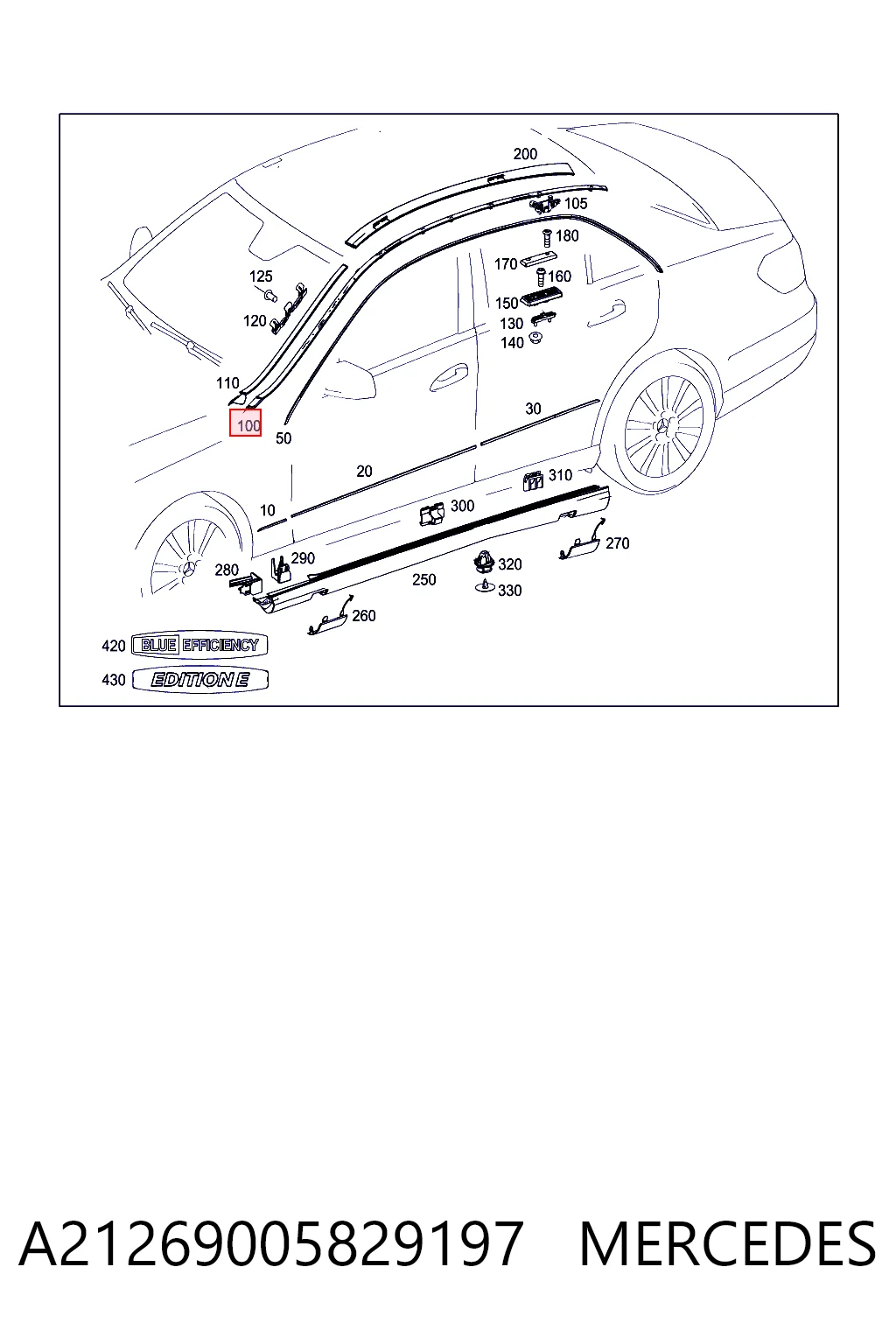 Молдинг даху, лівий A21269005829775 Mercedes