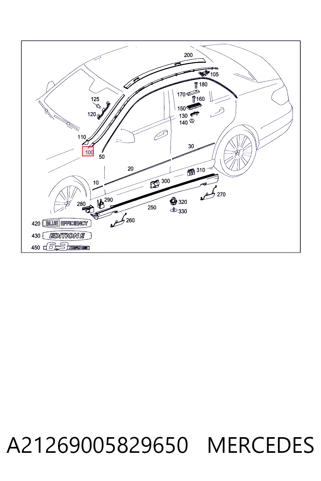 Накладка даху ліва Mercedes A21269005829775