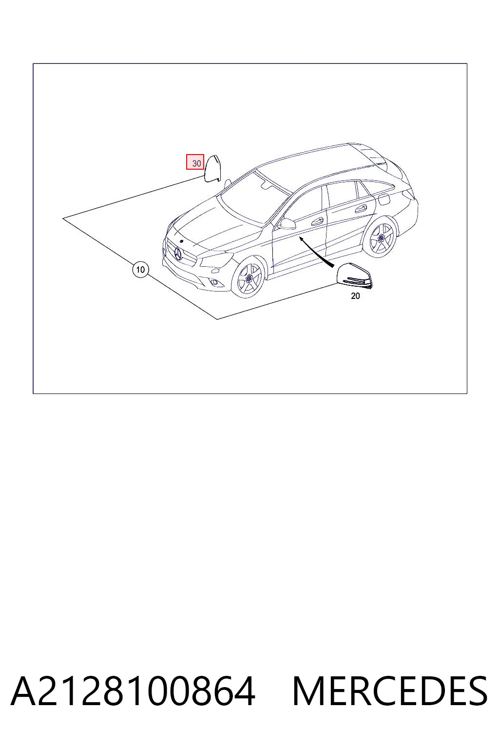 A2128100864 Mercedes Накладка дзеркала заднього виду, права