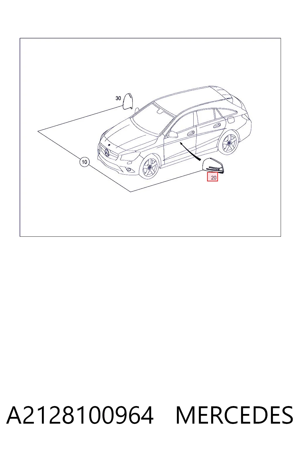 A2128100964 Mercedes Накладка водійського дзеркала