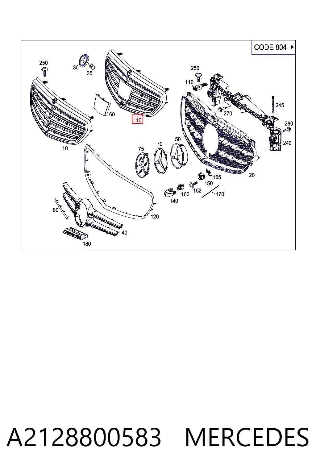 A2128800583 Mercedes Решітка радіатора
