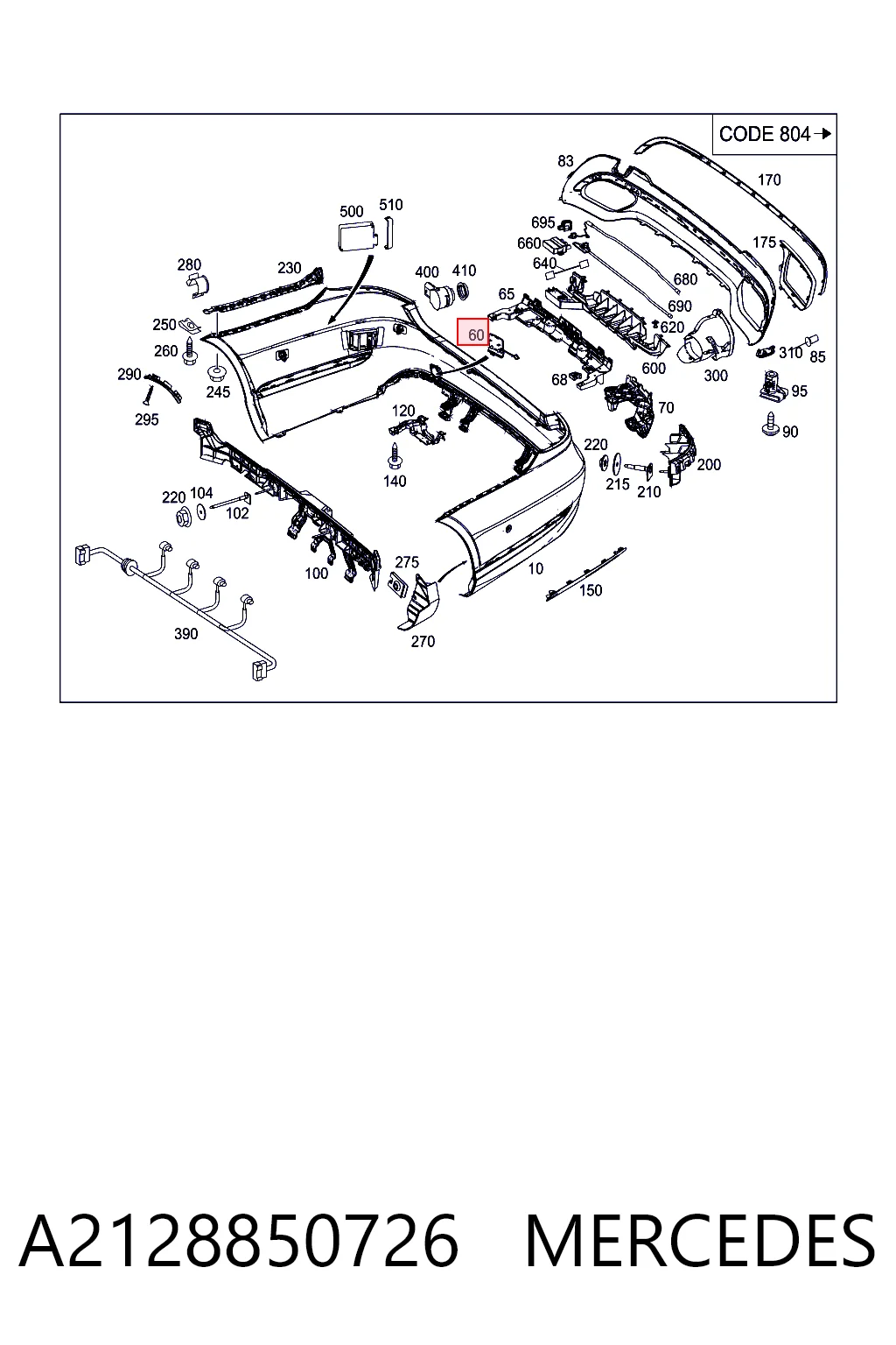 A2128850726 Mercedes Заглушка бампера буксирувального гака, задня