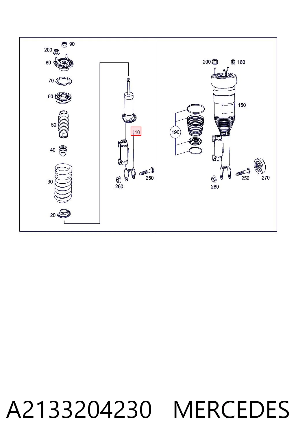 A2133204230 Mercedes Амортизатор передньої підвіски