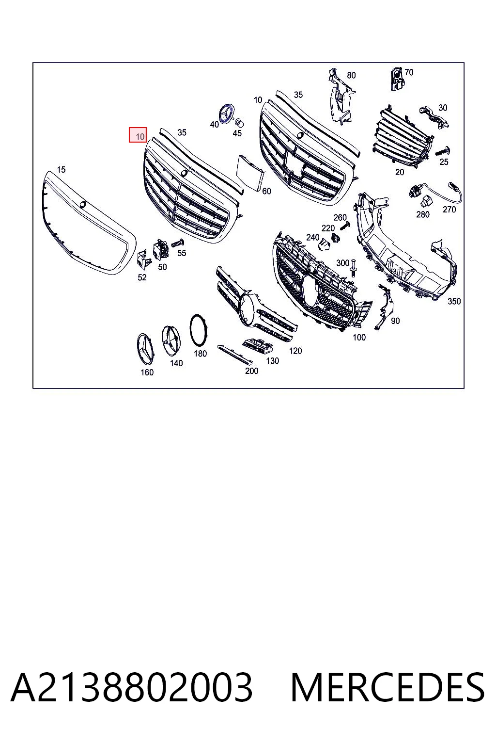 A2138802003 Mercedes Решітка радіатора