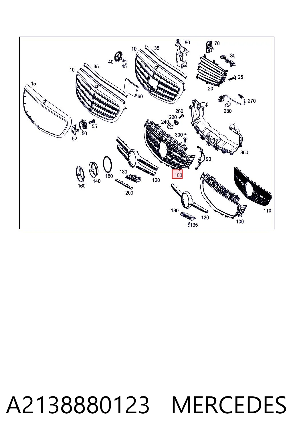 A2138880123 Mercedes Решітка радіатора