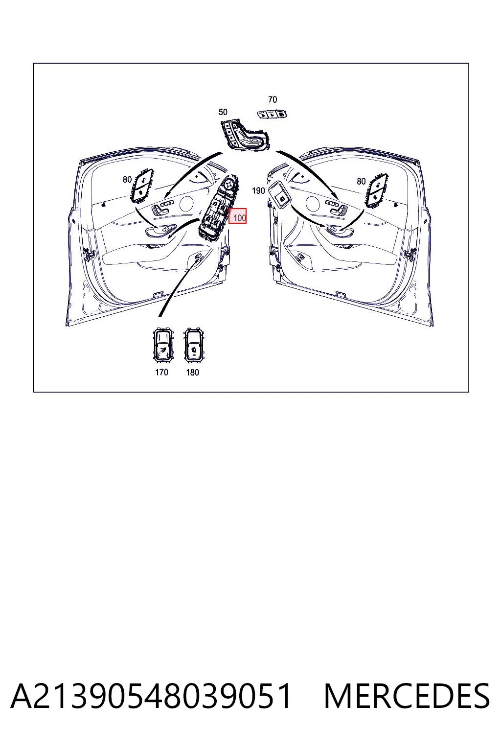 A21390548039051 Mercedes Кнопки переднього лівого склопід'ємника