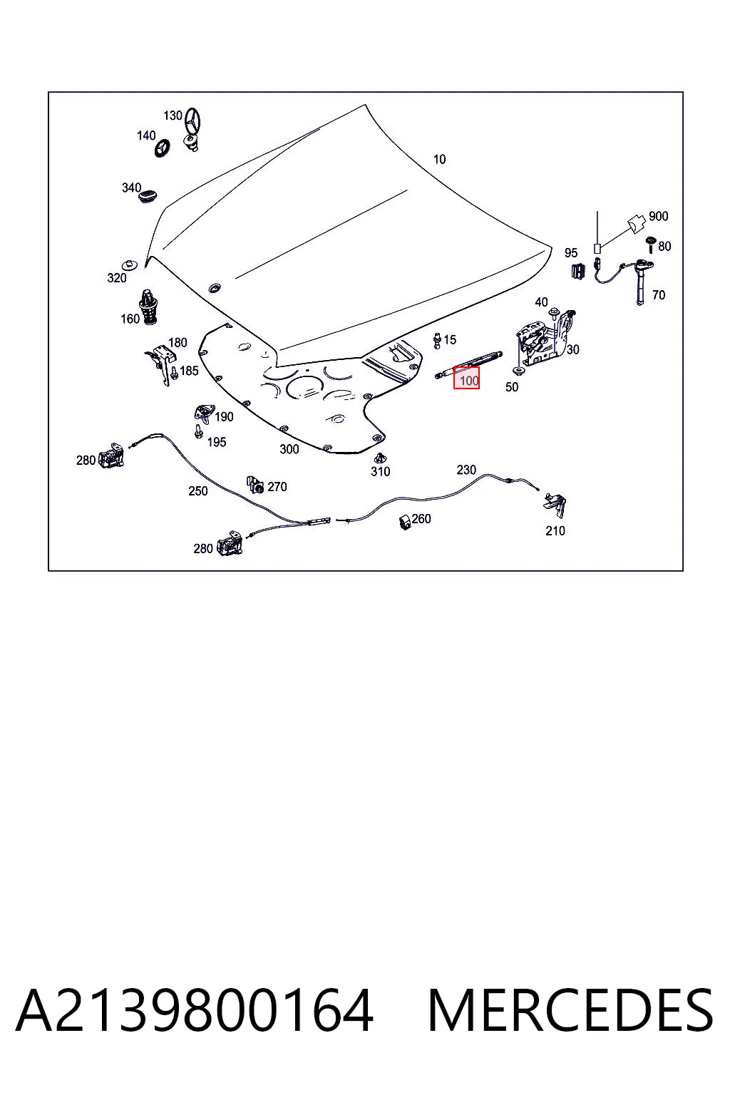 A2139800164 Mercedes Амортизатор капота лівий