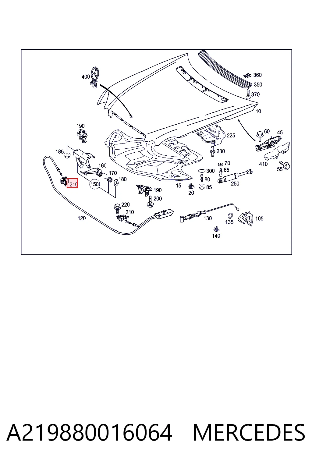 Замок кришки капота Mercedes CLK 