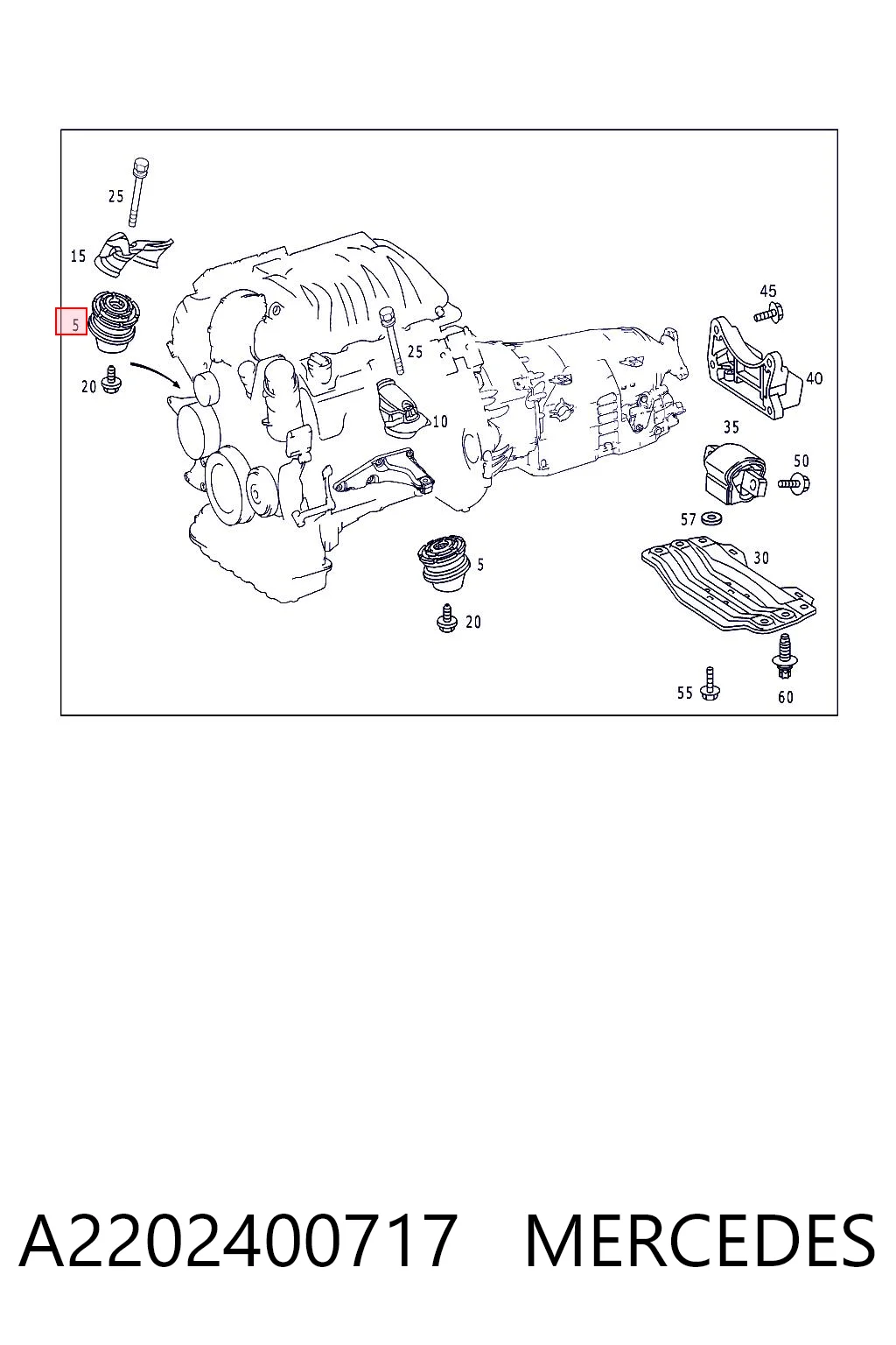 A2202400717 Mercedes Подушка (опора) двигуна, ліва/права