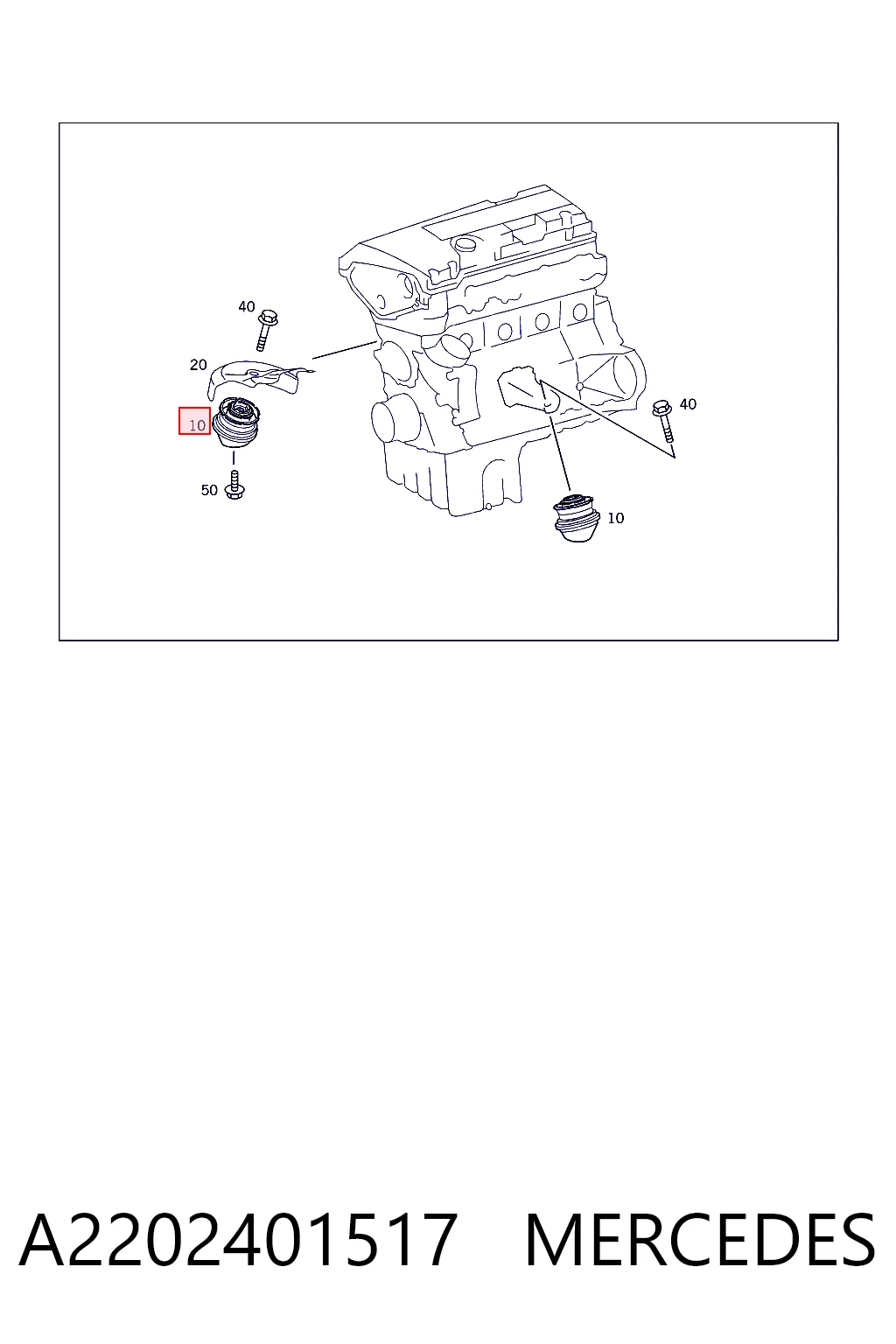A2202401517 Mercedes Права подушка мотора