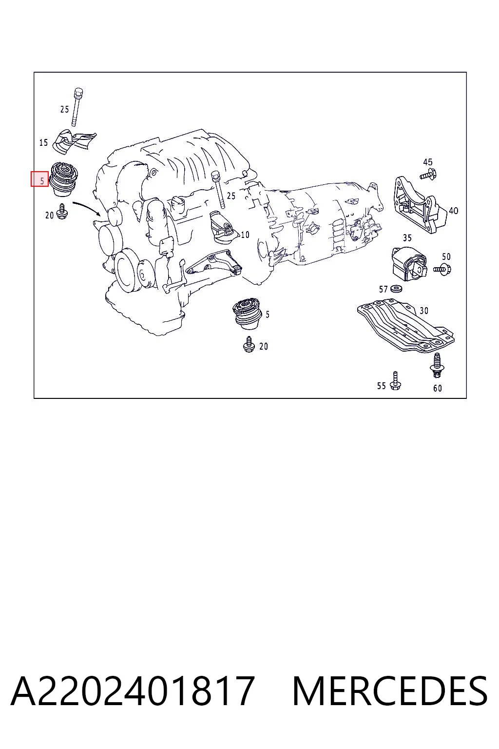 A2202401817 Mercedes Права подушка мотора