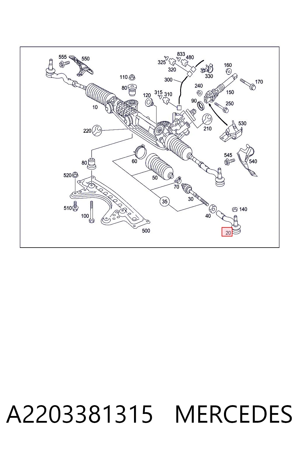 A2203381315 Mercedes Зовнішній наконечник рульової тяги