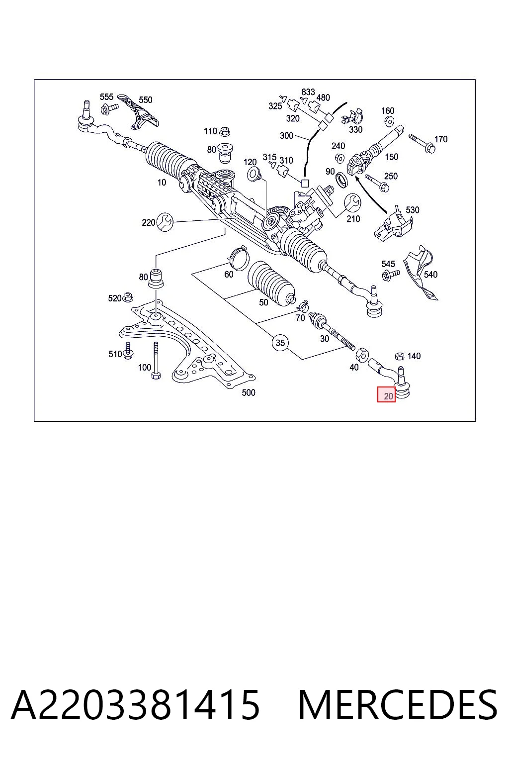 A2203381415 Mercedes Зовнішній наконечник рульової тяги