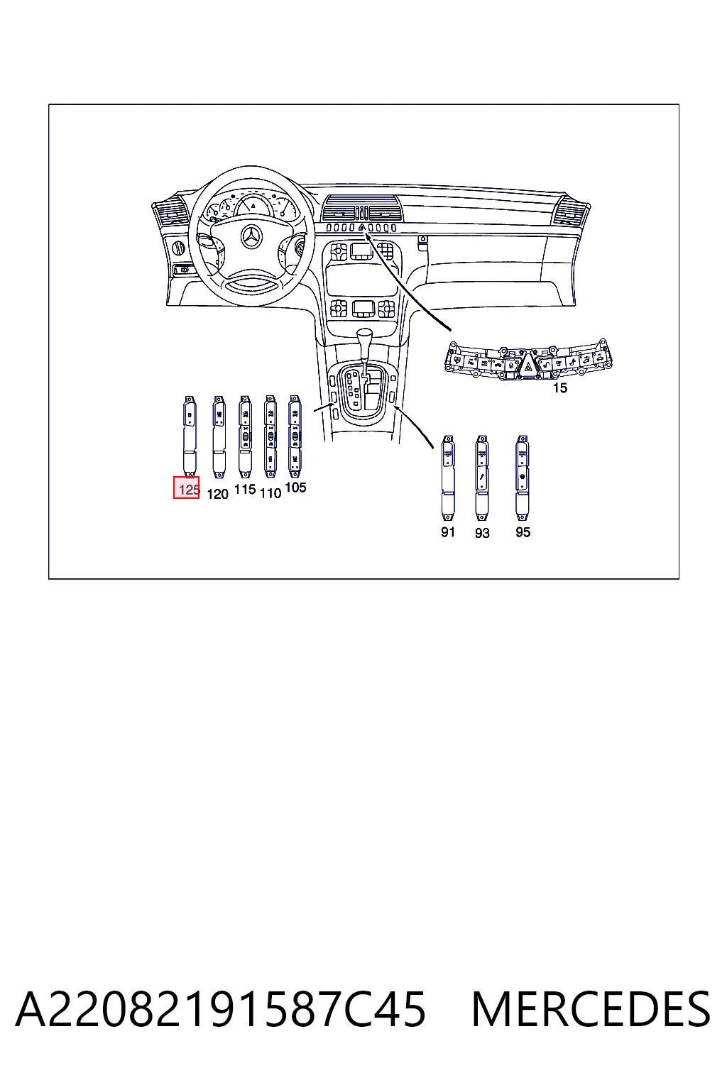 Купити A2208219158 Mercedes Блок кнопок центральної консолі