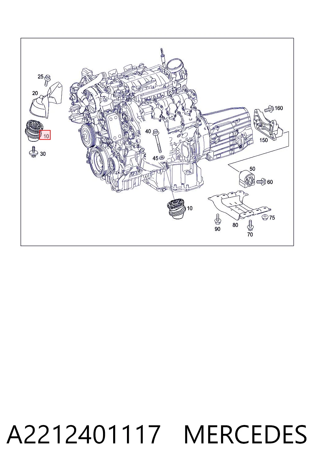A2212401117 Mercedes Подушка (опора) двигуна, ліва/права