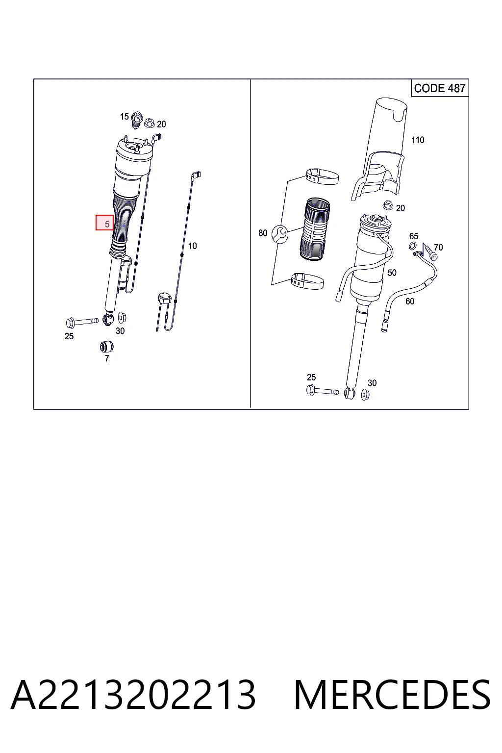 A2213202213 Mercedes Амортизатор задній, правий