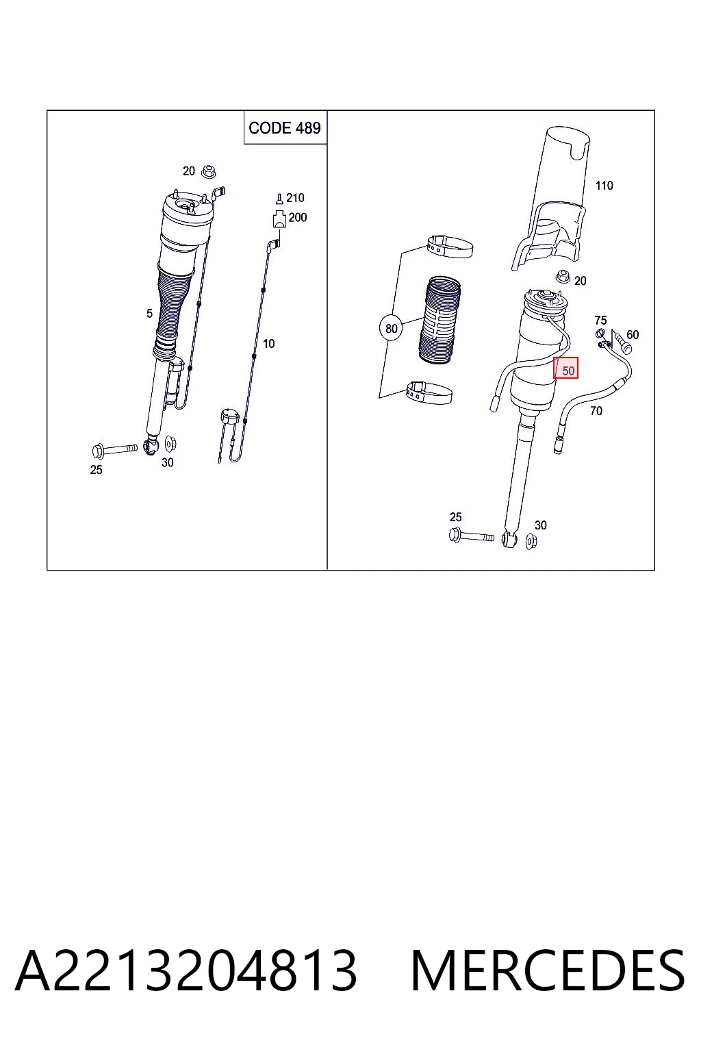 A2213204813 Mercedes Амортизатор задній, правий