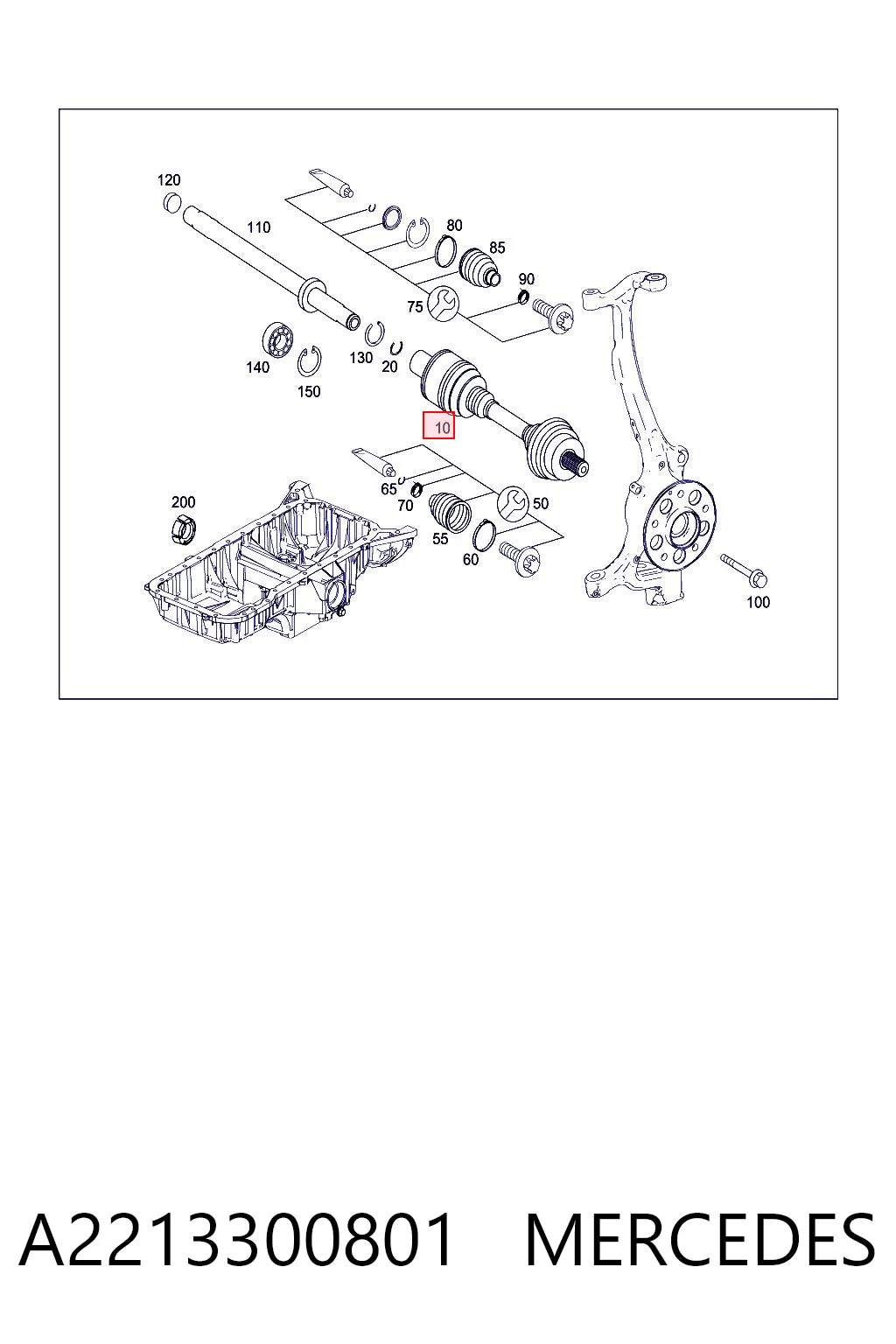 A2213300801 Mercedes Привід лівий