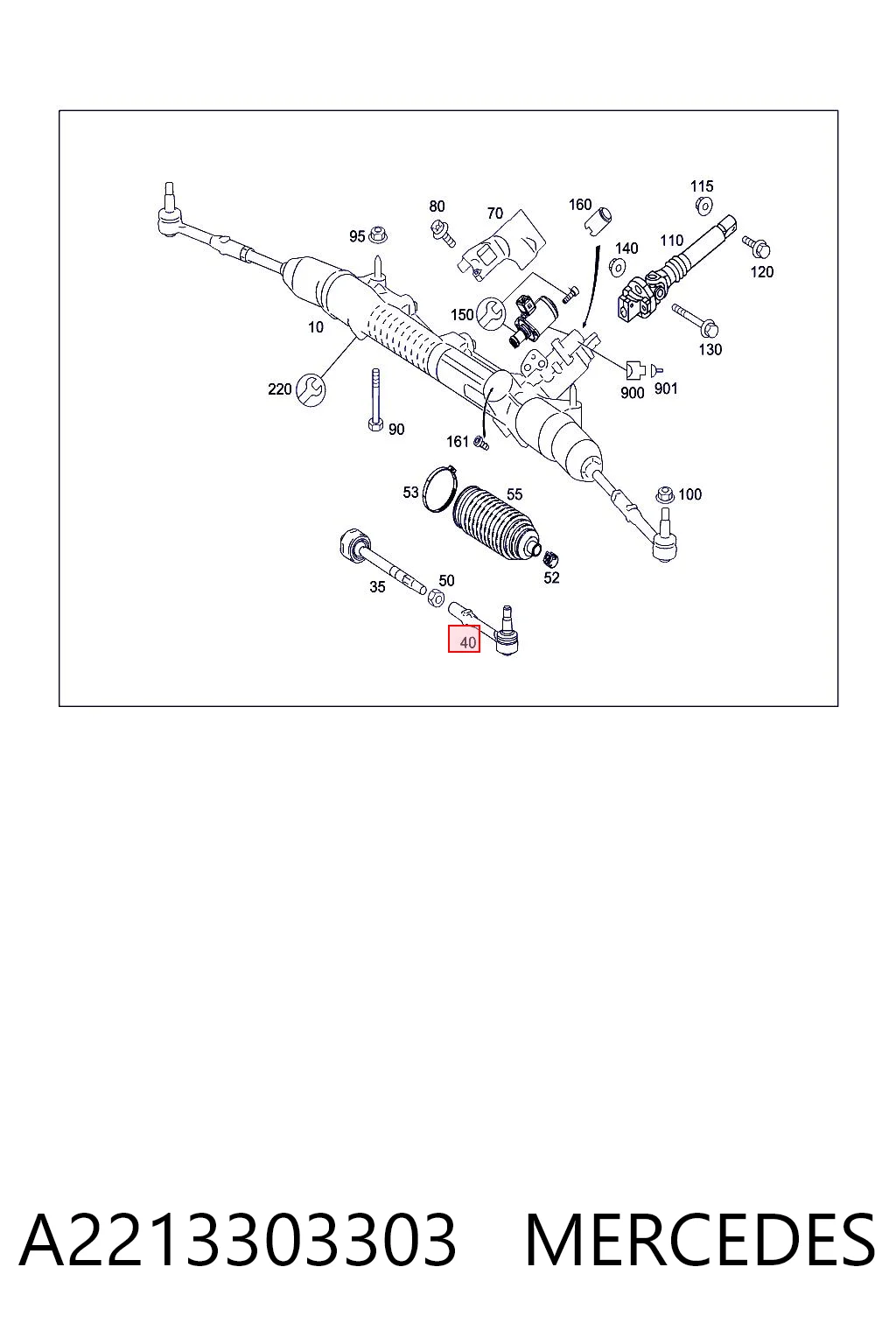 A2213303303 Mercedes Зовнішній наконечник рульової тяги