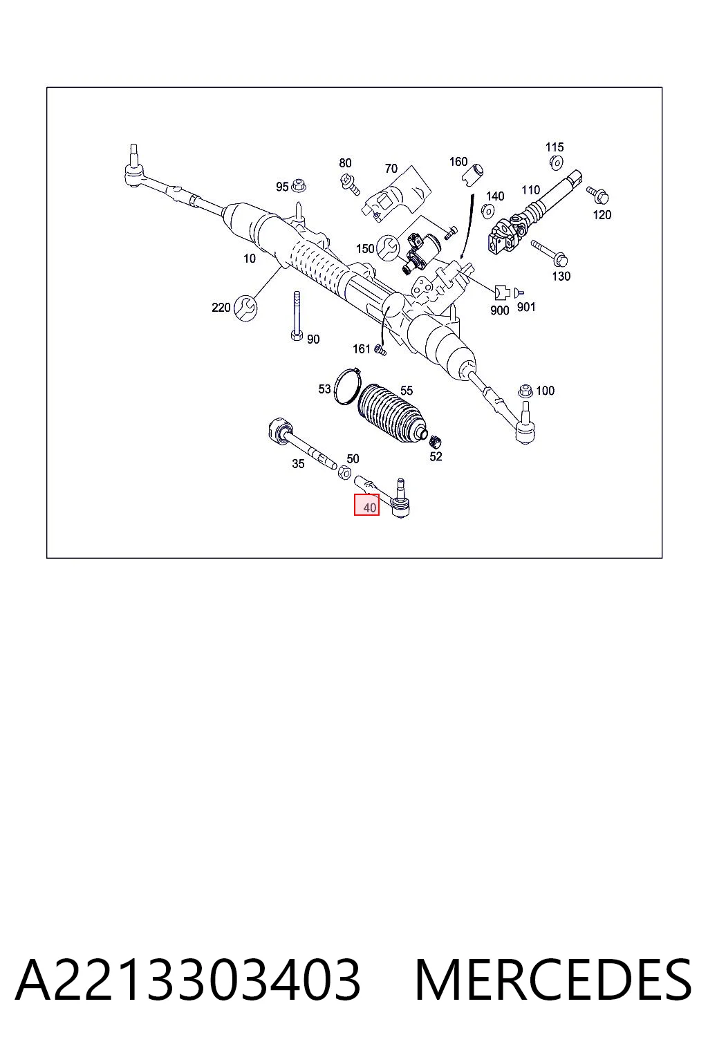A2213303403 Mercedes Зовнішній наконечник рульової тяги