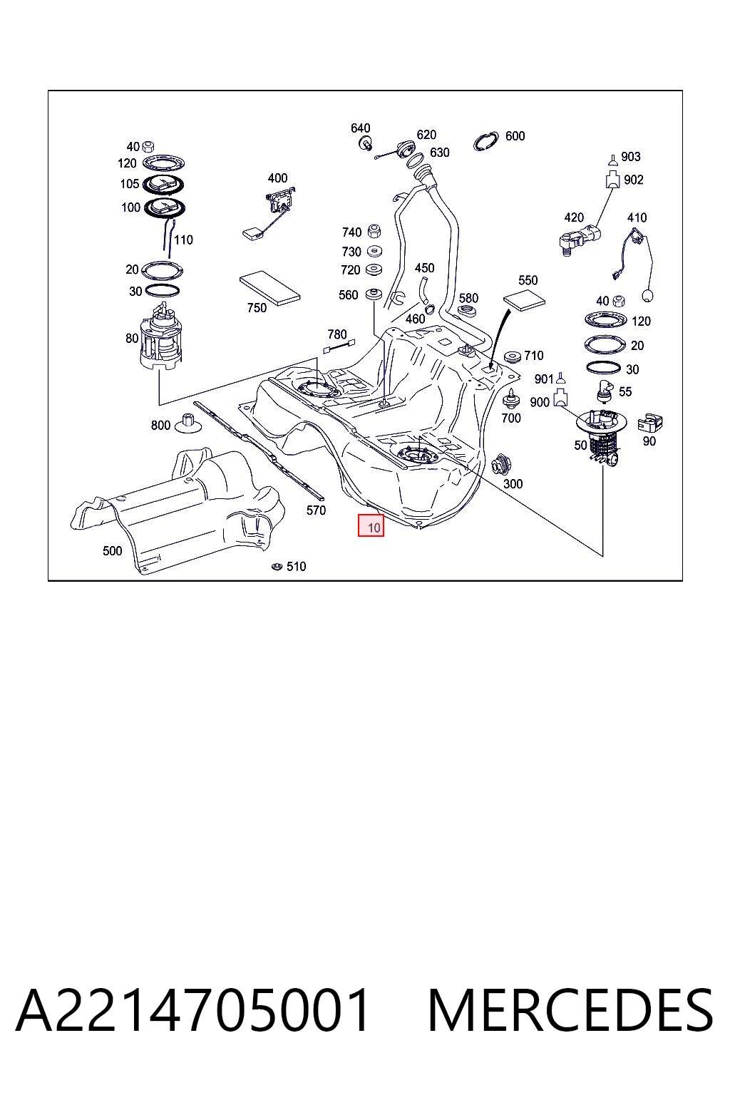 Бак паливний на Mercedes S  W221
