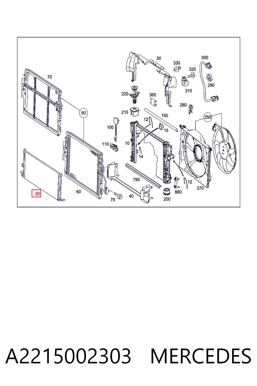 A2215002303 Mercedes Радіатор охолодження двигуна