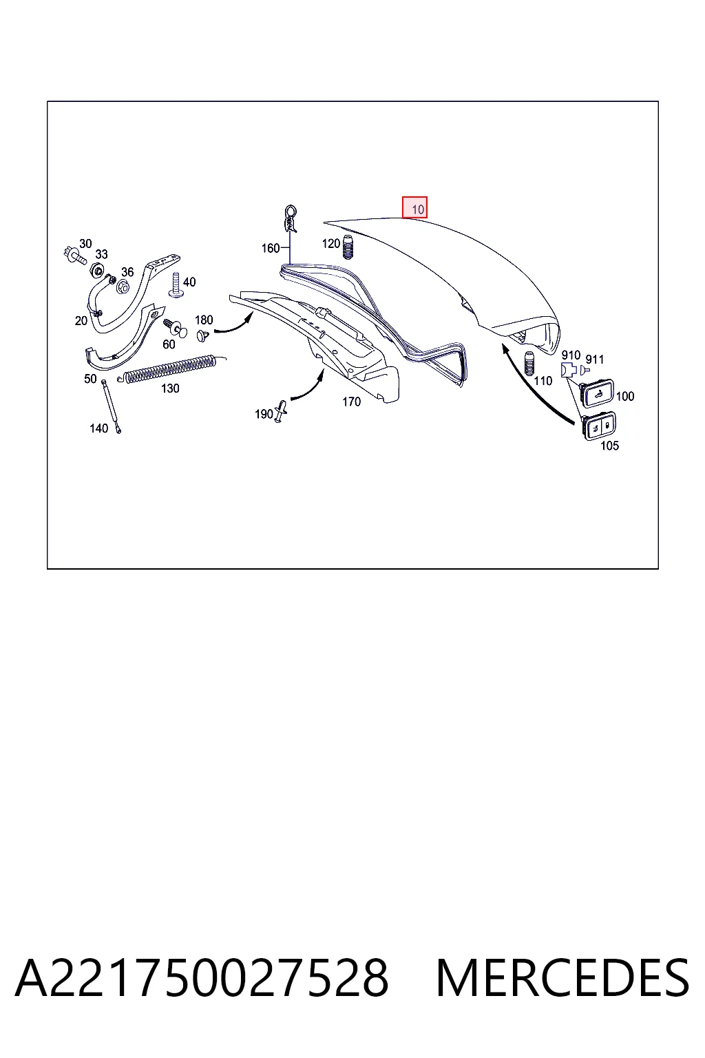 Кришка багажника Mercedes S седан (W221) (2005 - 2013) ціна, від 72.22 USD