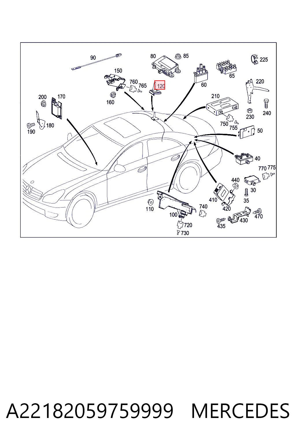 A2218205975649999 Mercedes Антена на дах