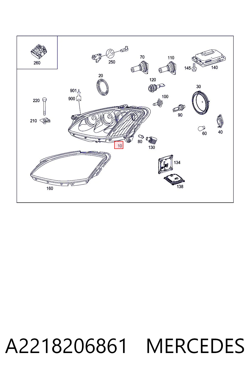 A2218206861 Mercedes Фара правая