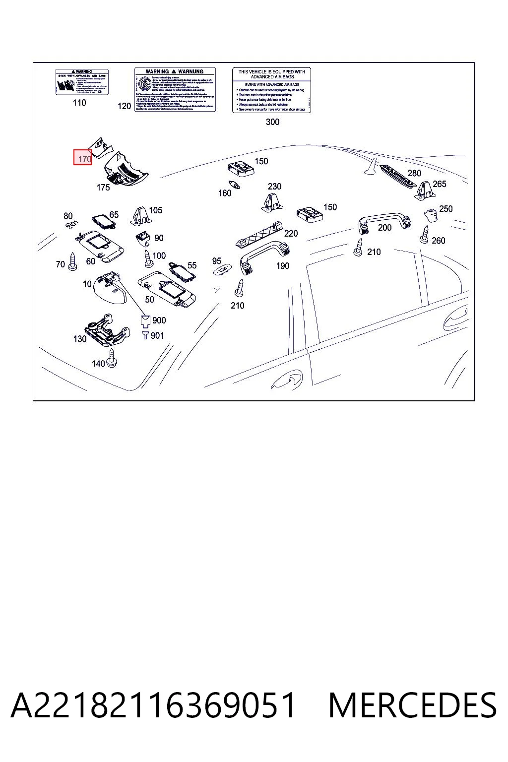  Mercedes A2218211636 ціна, від 10.13 USD