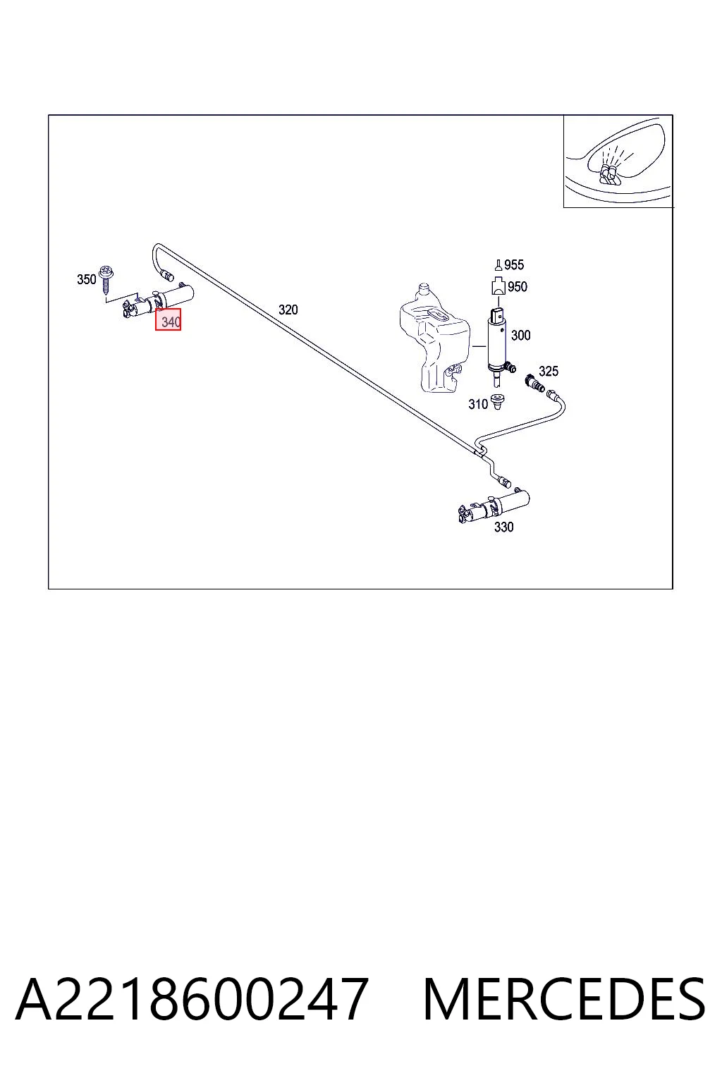 A2218600247 Mercedes Форсунка омивача фари передньої, правої