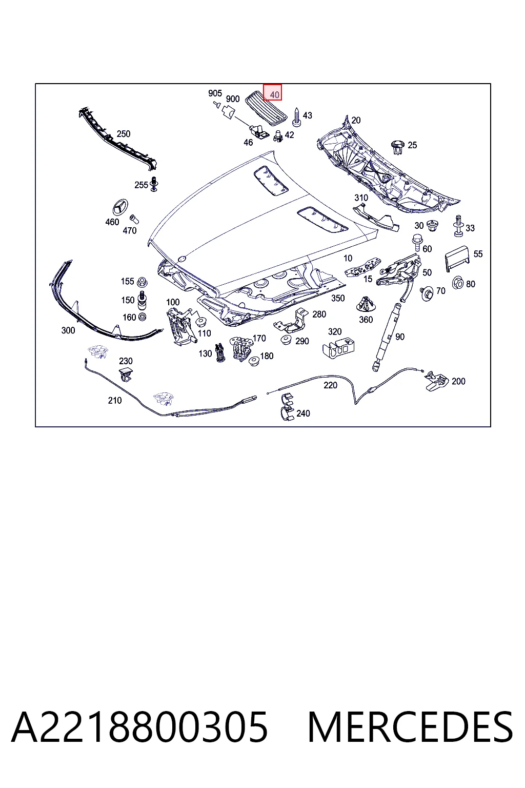 A2218800305 Mercedes Пластик під лобове скло