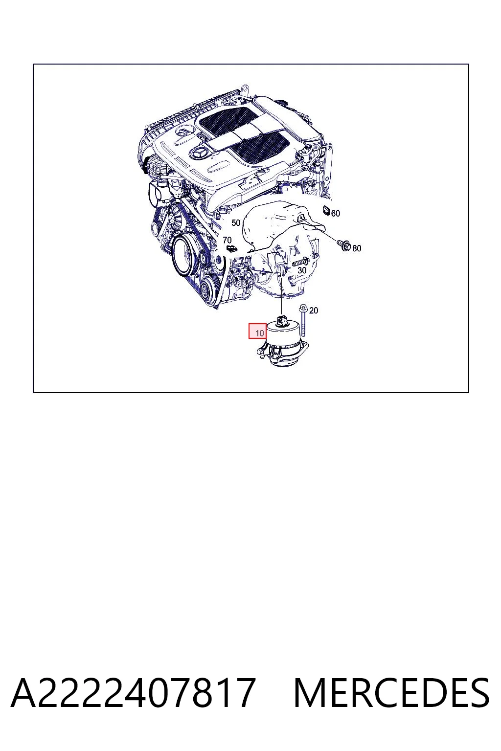 A2222407817 Mercedes Подушка (опора) двигуна, права передня