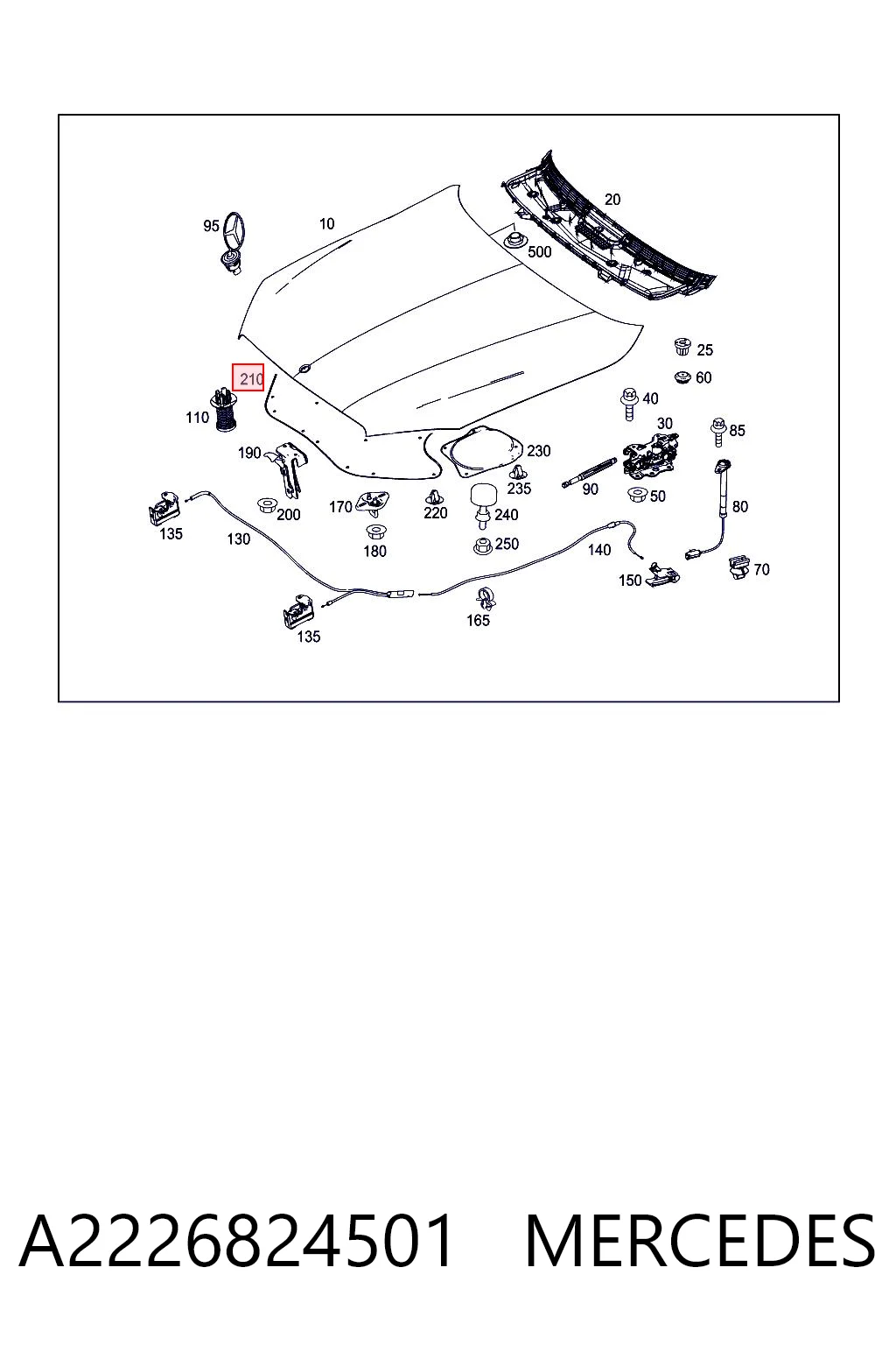 A2226824501 Mercedes Утеплювач капота