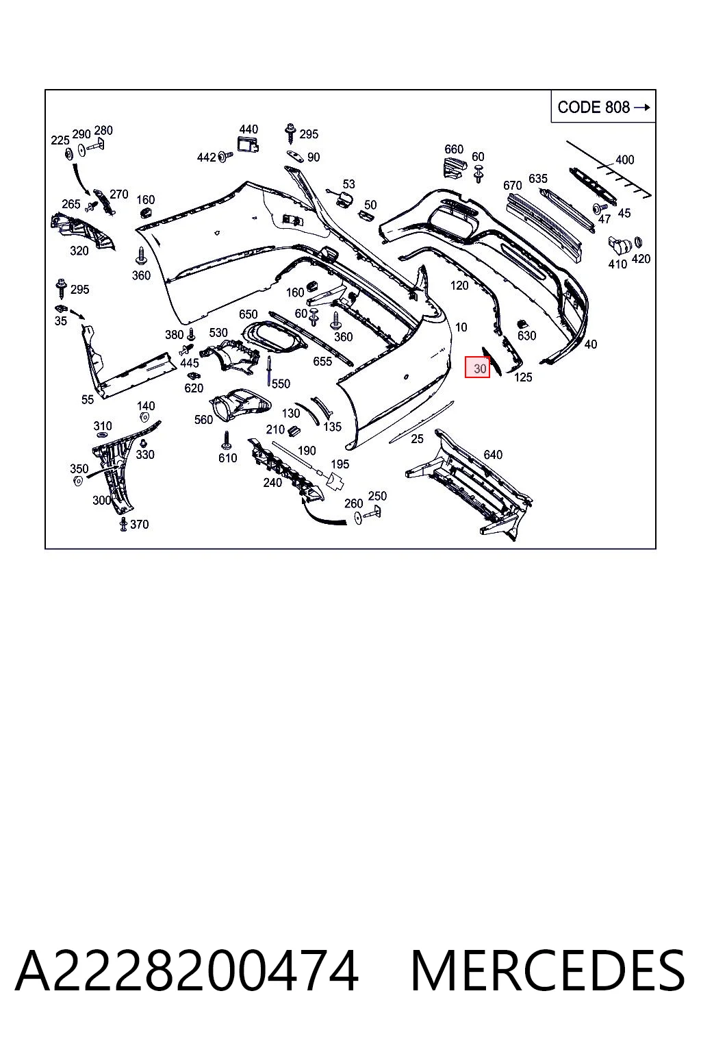 A2228200474 Mercedes Правий катафот бампера
