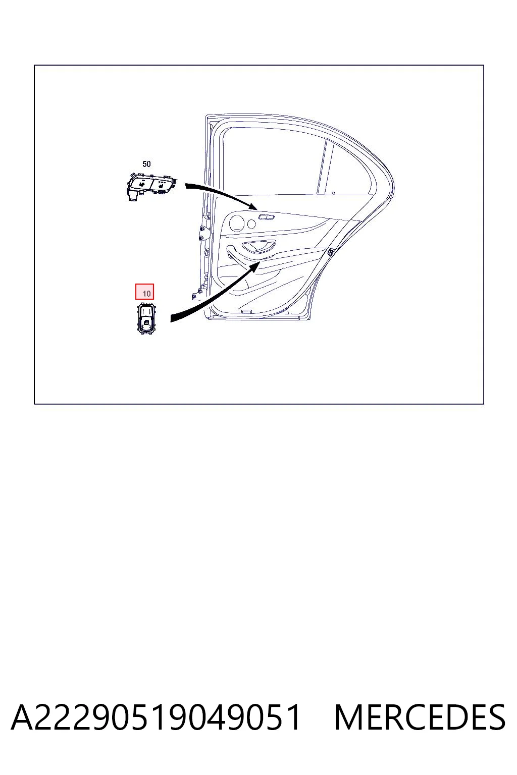 A22290519049051 Mercedes Кнопковий блок керування склопідіймачами передній правий