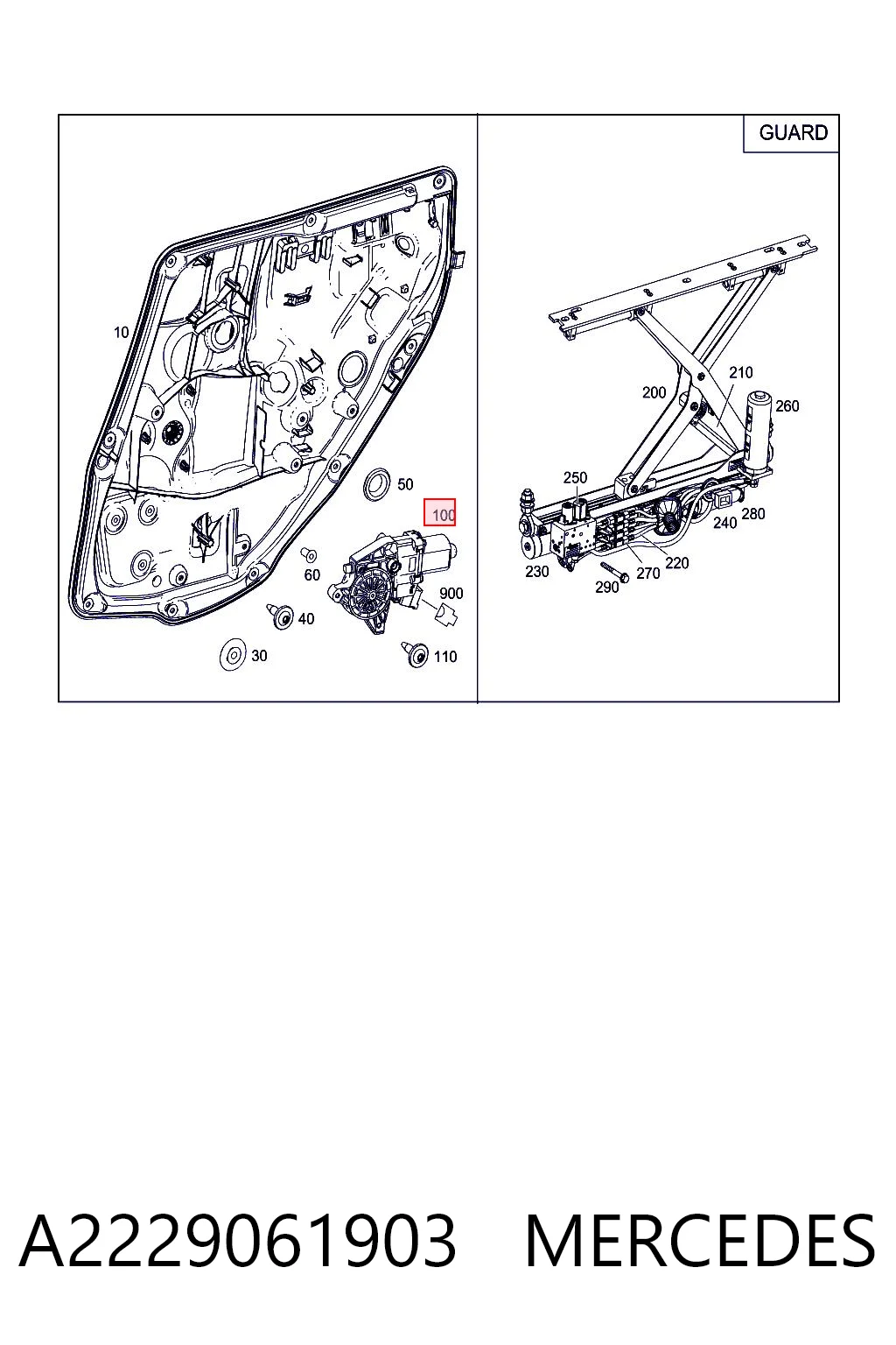 A2229061903 Mercedes Привід ліфта задній