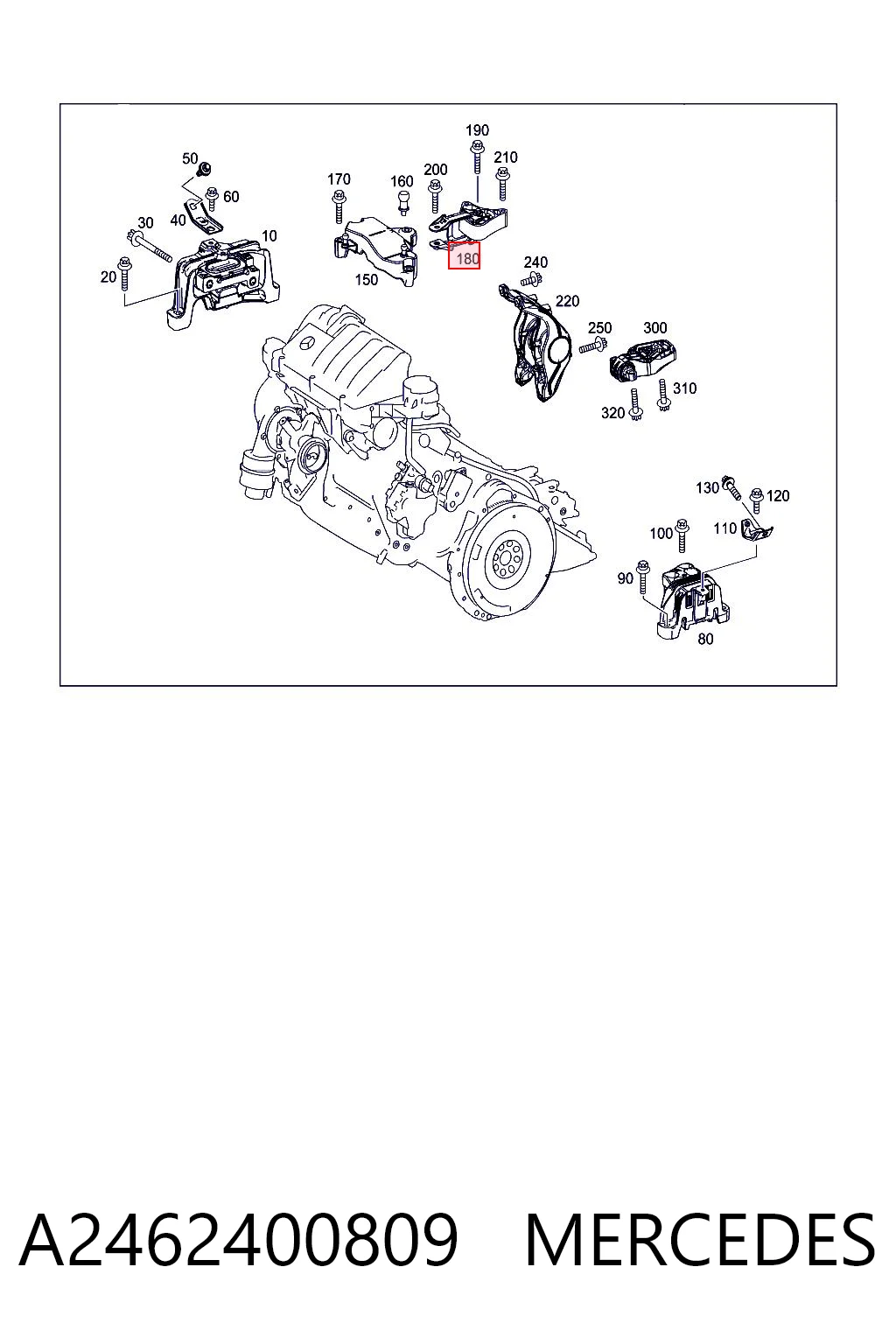 A2462400809 Mercedes Подушка (опора) двигуна, права верхня