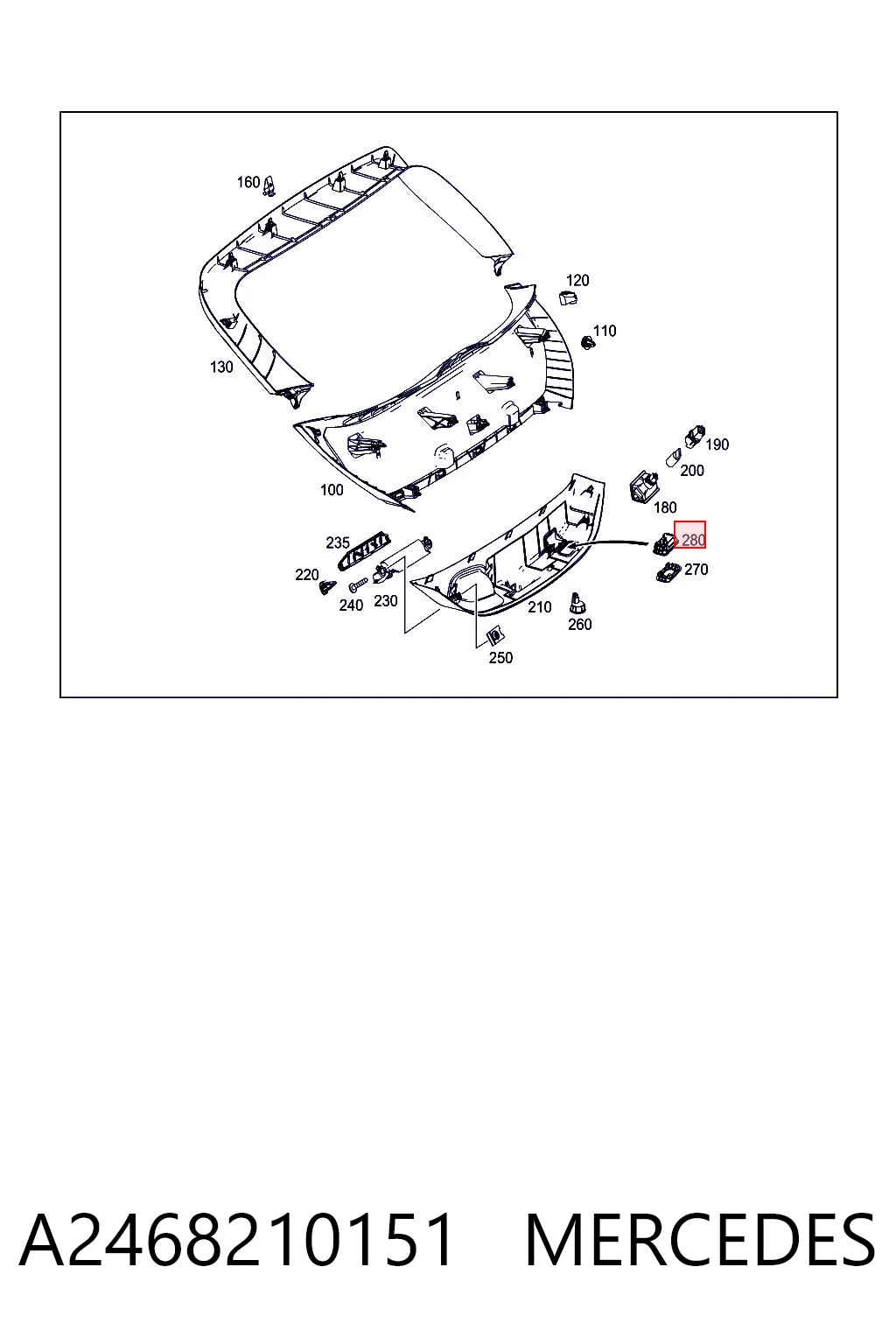 A2468210151 Mercedes Кнопка приводу замка задньої 3/5 двері (ляди)