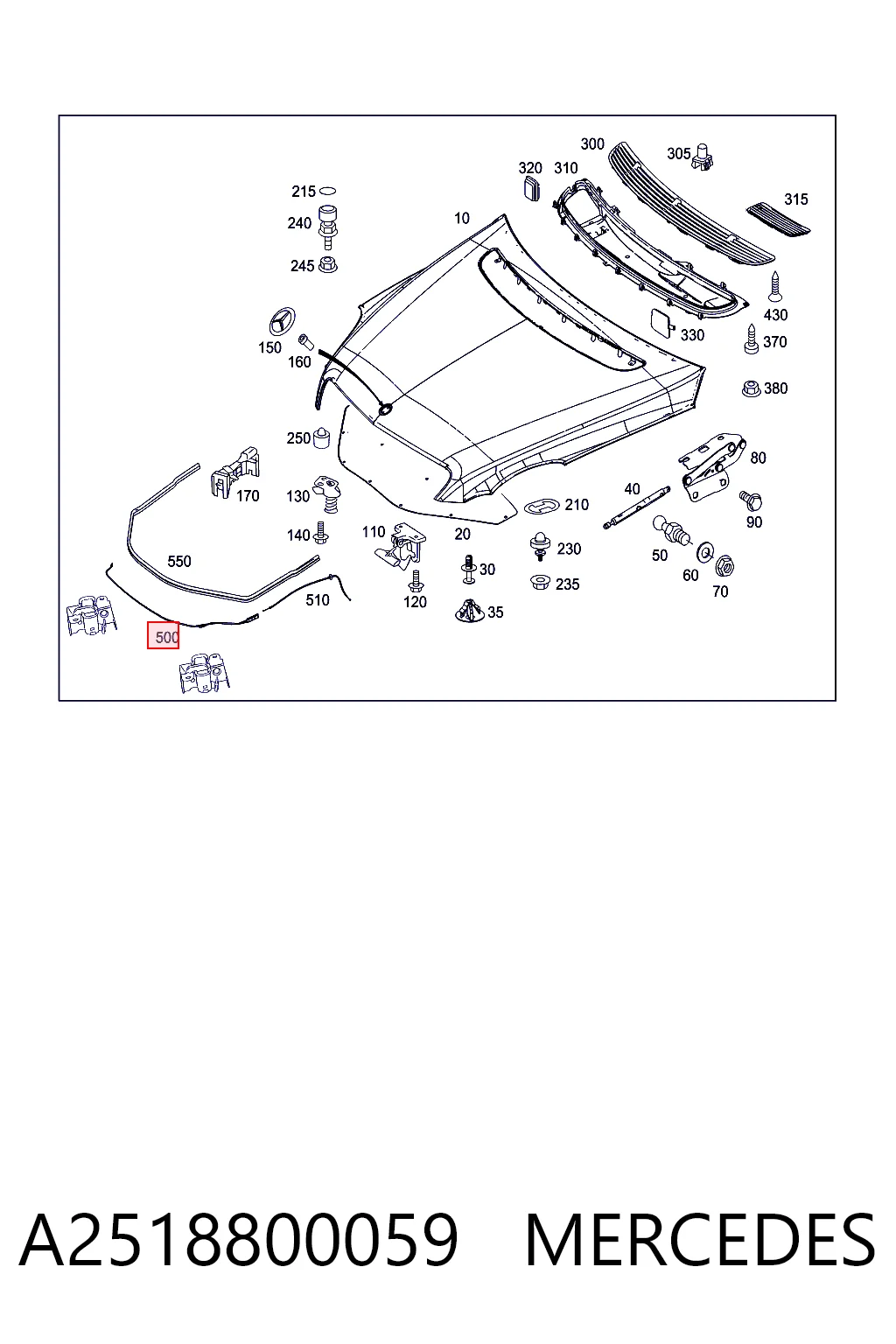 Трос замка капота на Mercedes R  W251