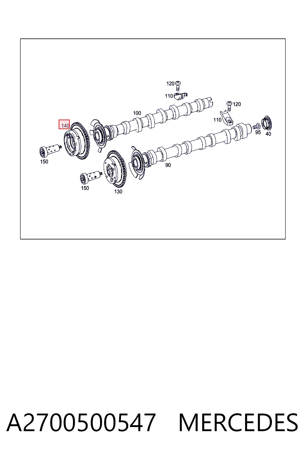 A2700500547 Mercedes Зірка-шестерня розподільного валу двигуна,випускного