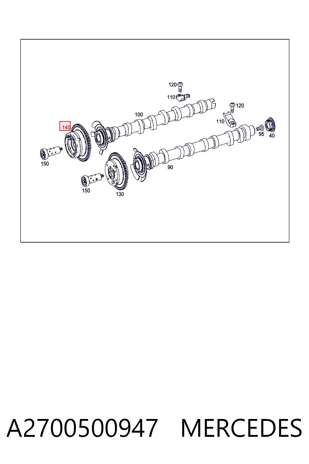 A2700500947 Mercedes Зірка-шестерня розподільного валу двигуна,випускного