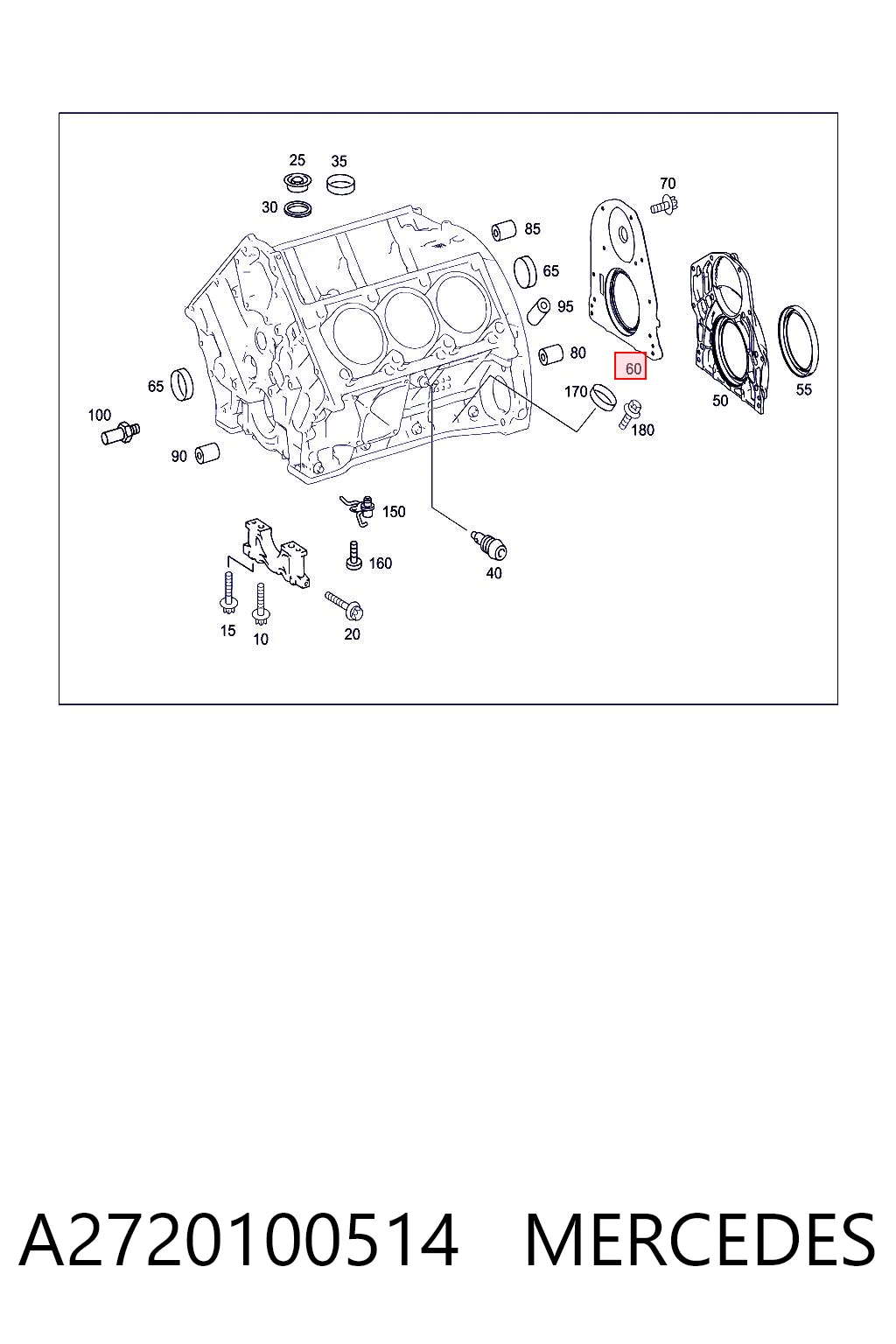 A2720100514 Mercedes Сальник коленвала корінний