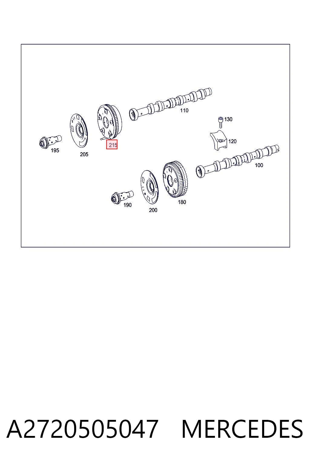 A2720505047 Mercedes Зірка-шестерня розподільного валу двигуна,випускного